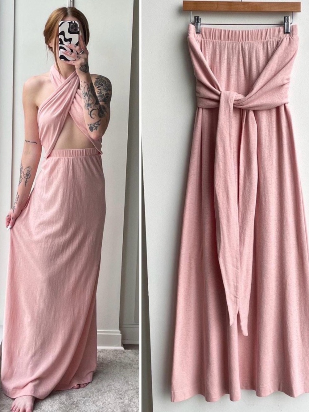 Blush Pink Convertible Wrap Maxi Dress